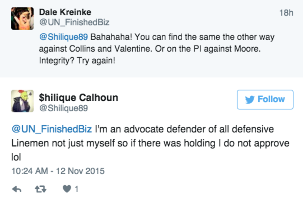 Shilique Calhoun tweets a response to a Nebraska football fan.