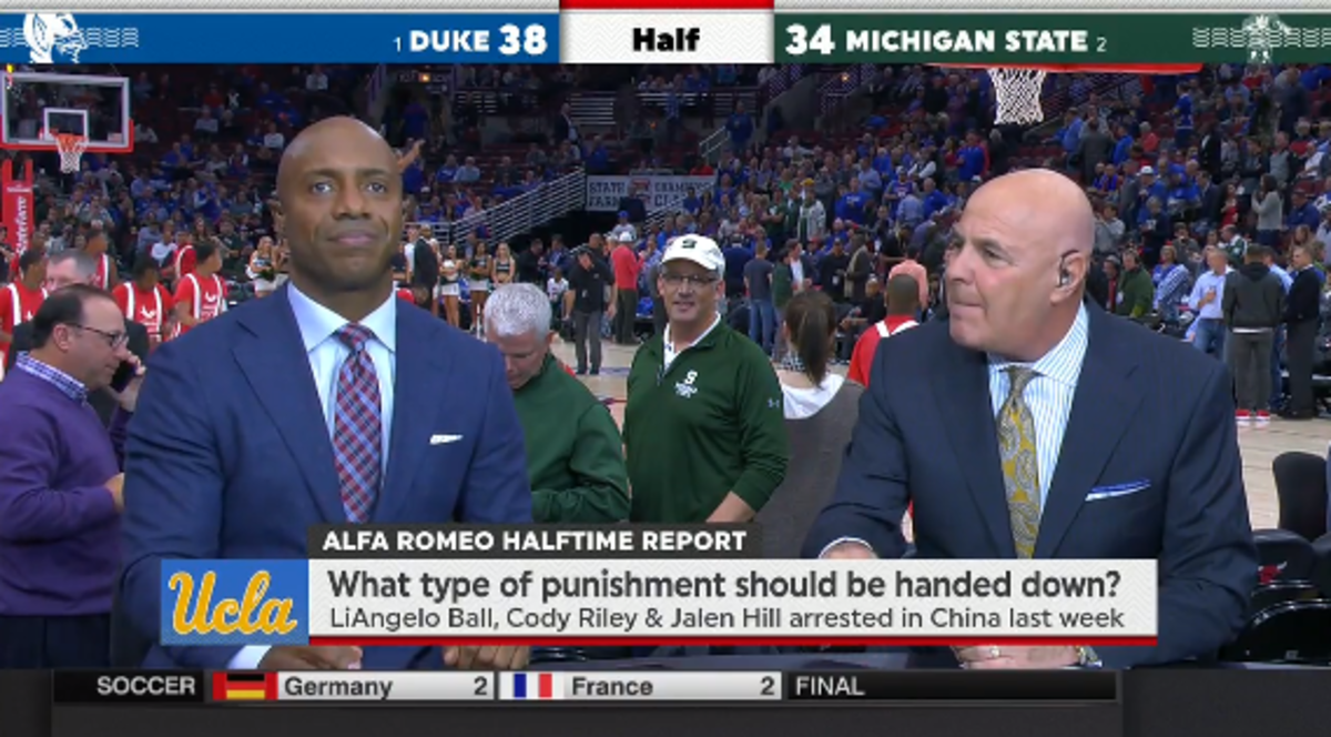 ESPN analysts debating UCLA players suspensions.