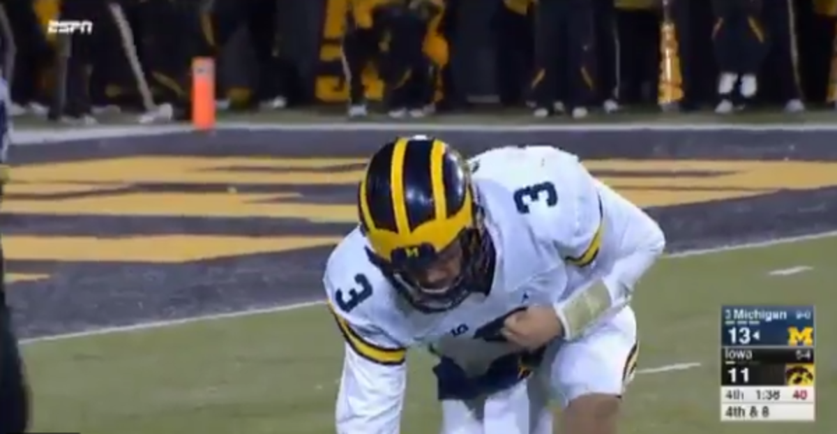 Wilton Speight was injured on the final play of Michigan's game.