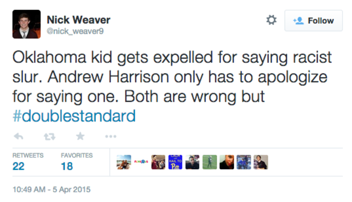 andrew harrison slur double standard tweet