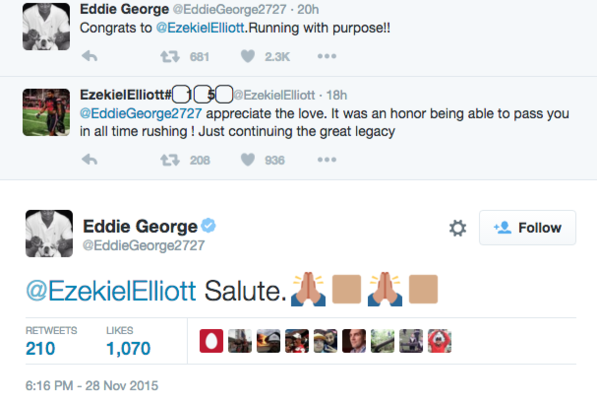 Elliott George praises Ezekiel Elliot on Twitter.