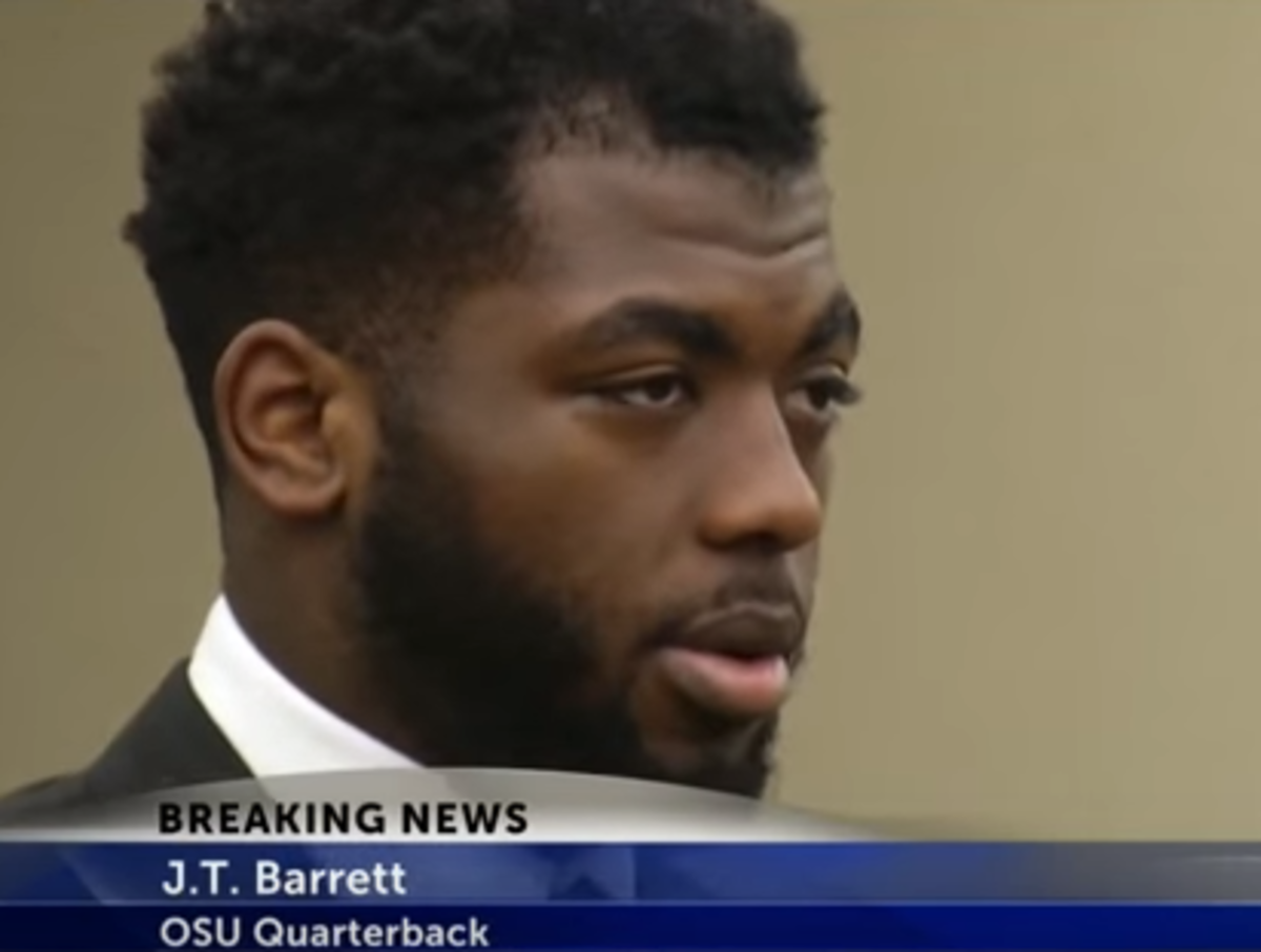 JT Barrett of Ohio State on TV looking a disheveled.