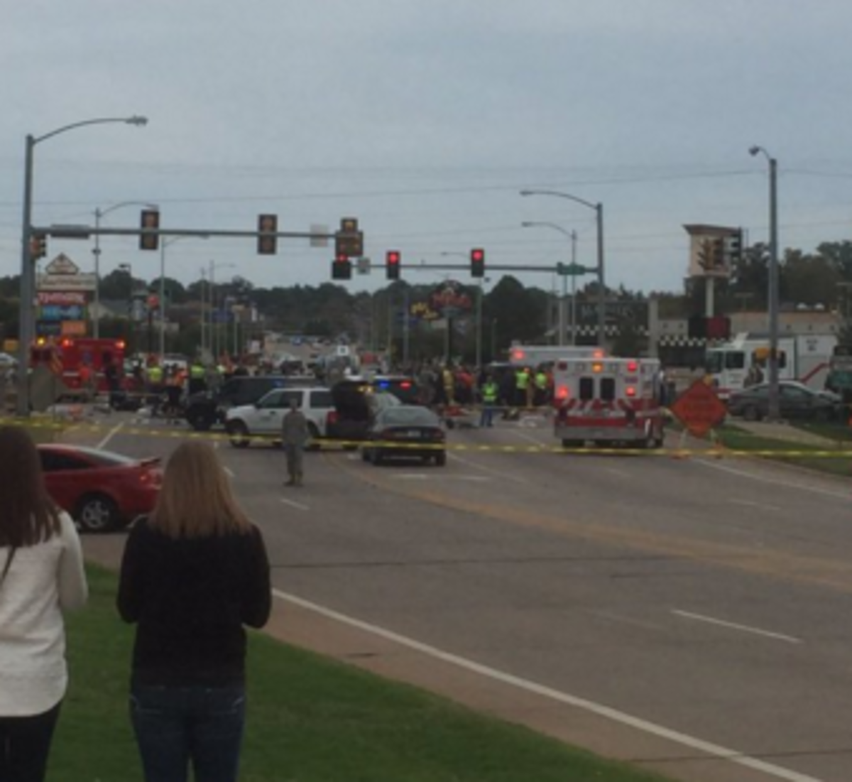 Scene of tragic car crash at Oklahoma State's homecoming.