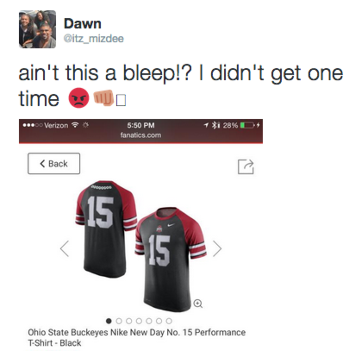 Ohio State's Ezekiel Elliot's mother tweets that she can't buy her sons number online.