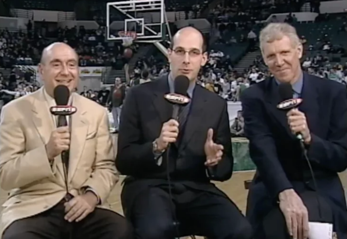 The trio of Dick Vitale, Bill Waltno and Dave Pasch  calling a game.