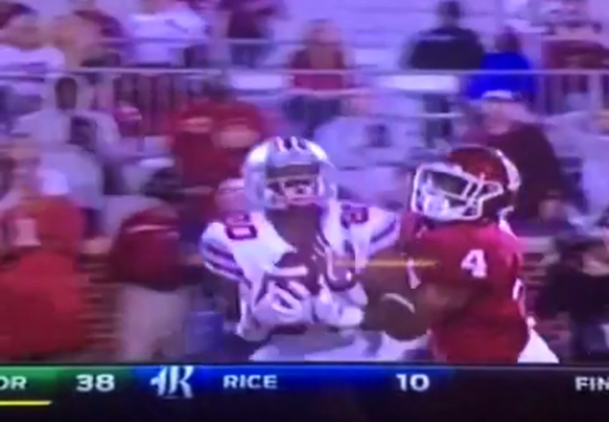 Noah Brown catching a touchdown pass against Oklahoma.