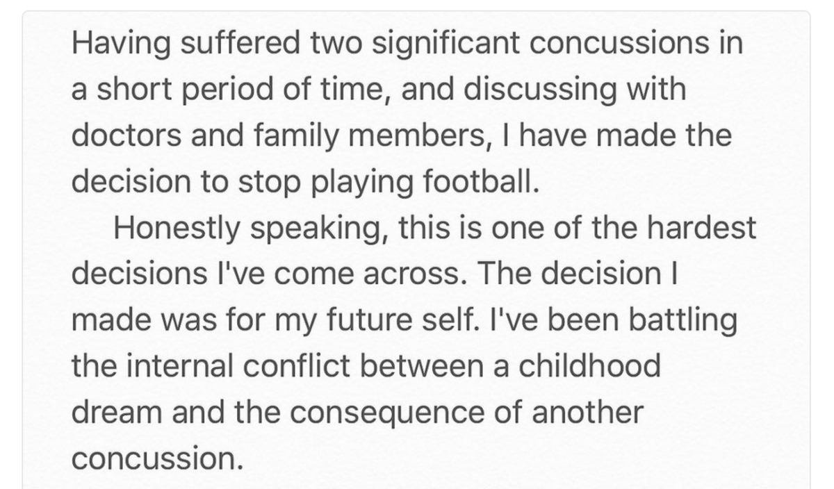 Akeel Lynch's statement that he's retiring from football.