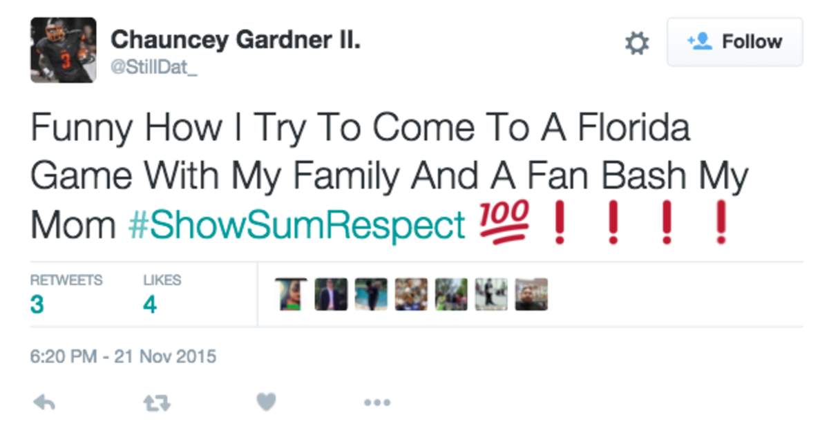 Chauncey Gardner calls out fan who made fun of his mom dancing on Twitter.