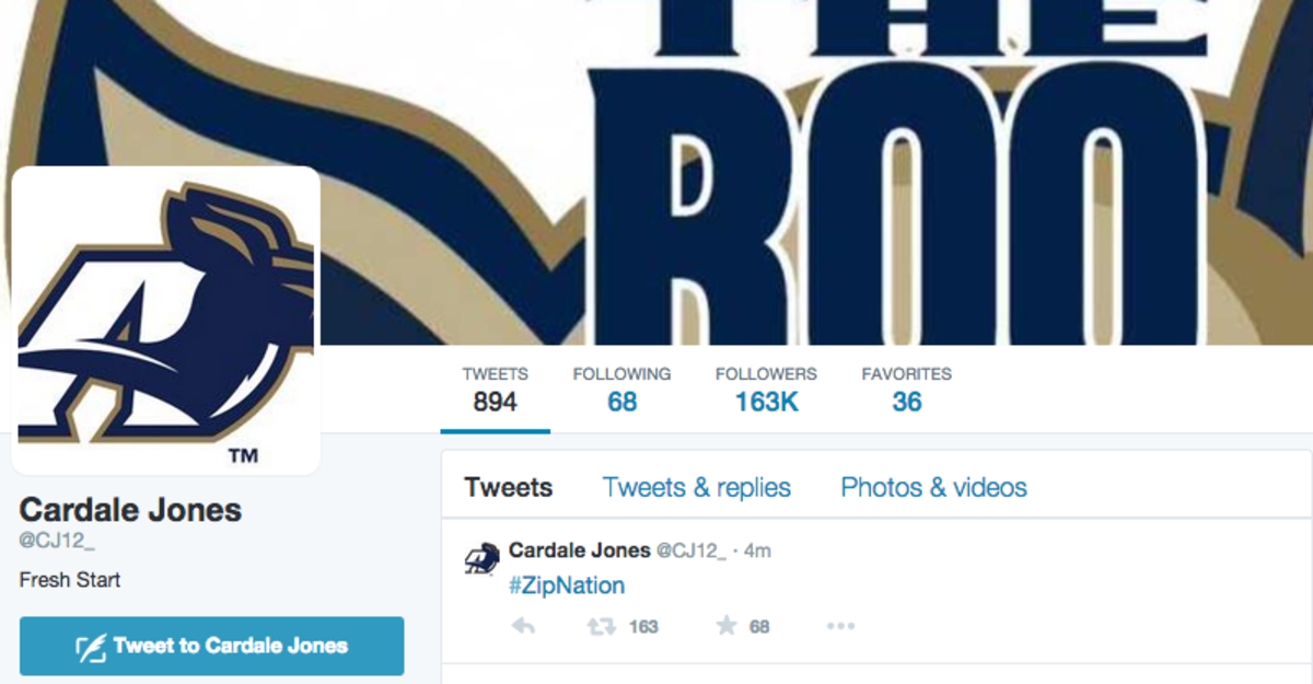 Cardale Jones makes joke about transferring to Akron on Twitter.