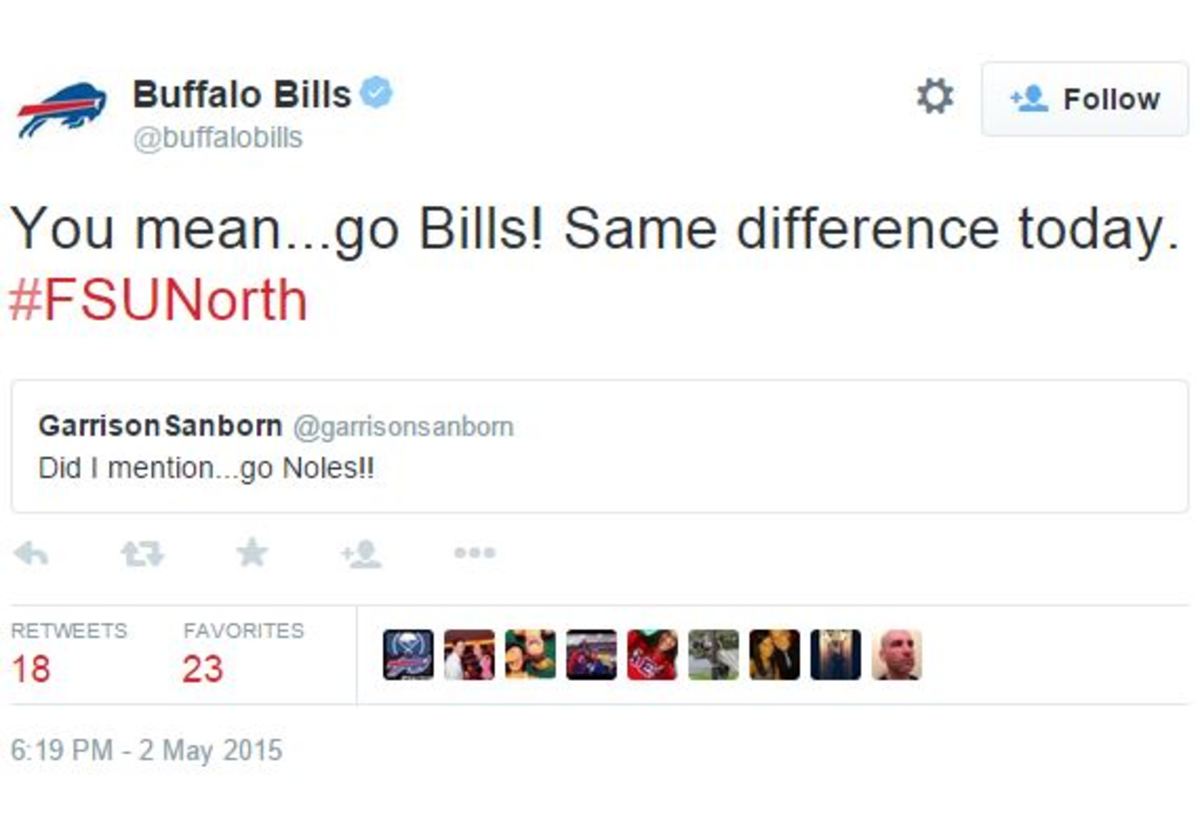 Buffalo Bills tweet about drafting 3 FSU players.
