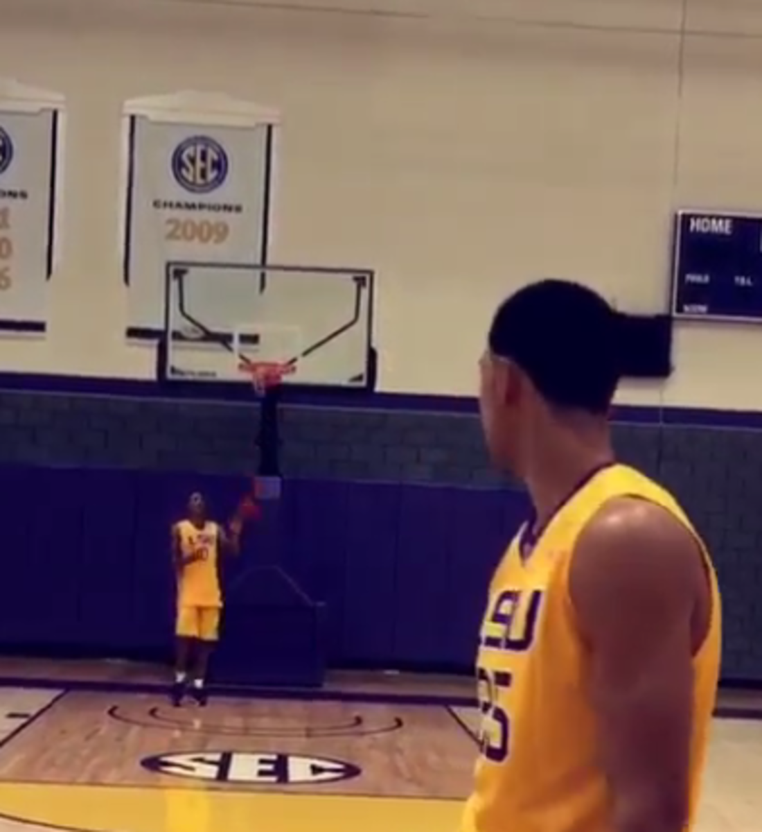 Ben Simmons makes a ridiculous shot in practice.