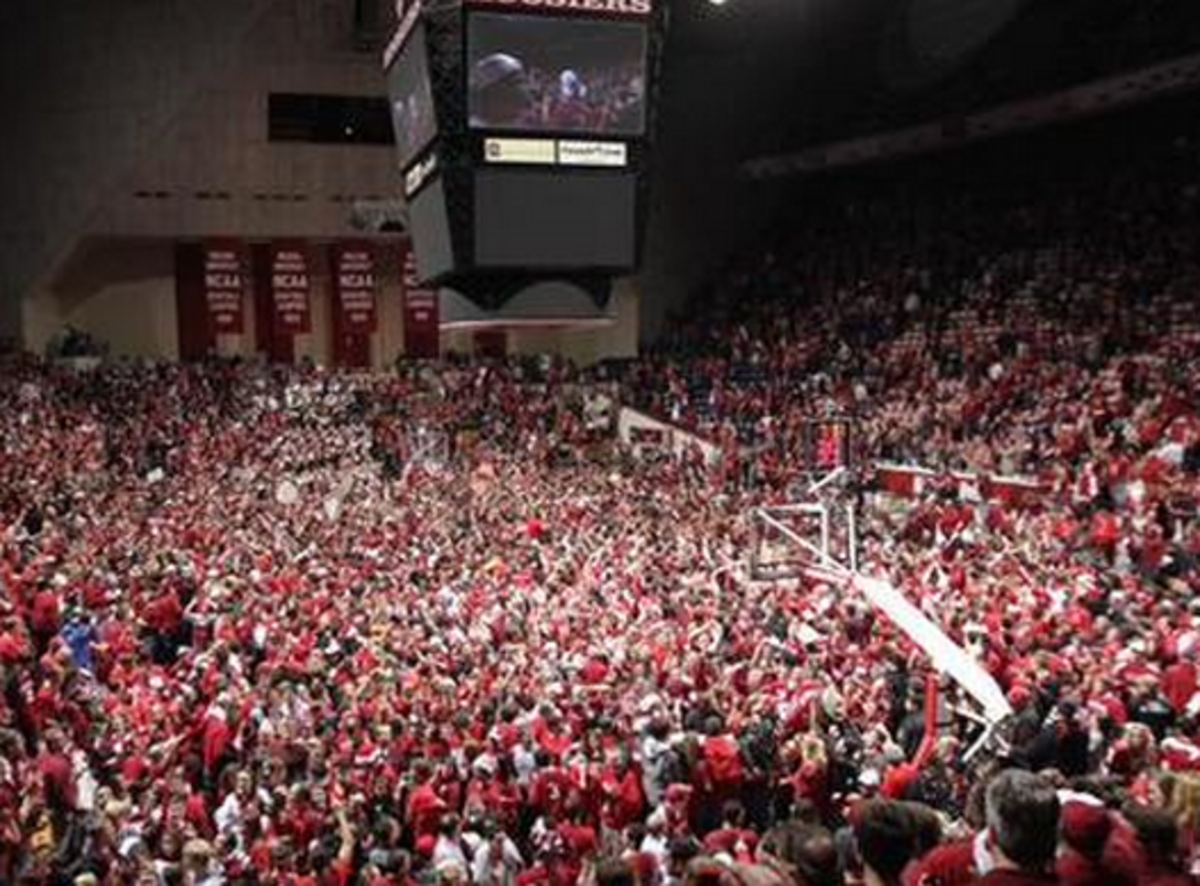 Indiana fans storm the court after a major win.