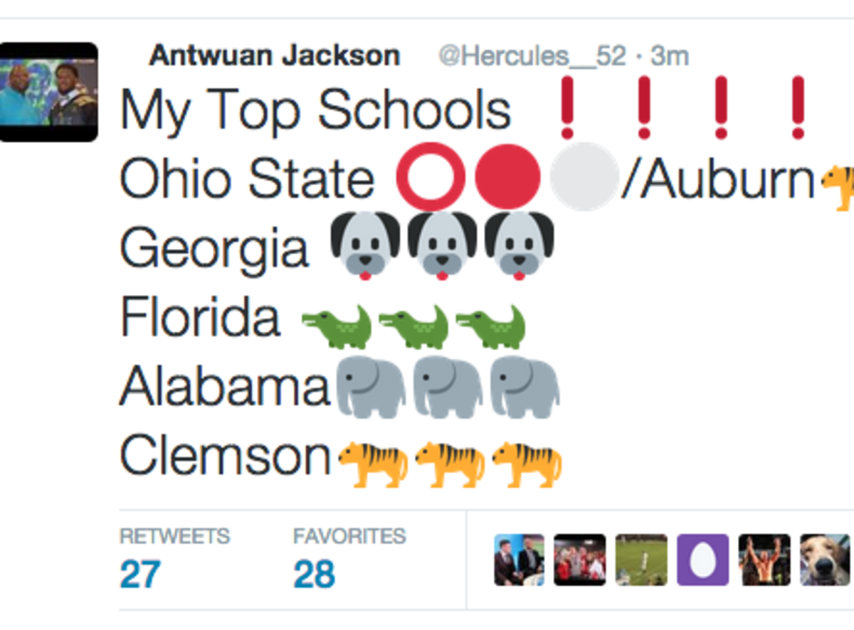 Antwuan Jackson lists his top 6 schools.