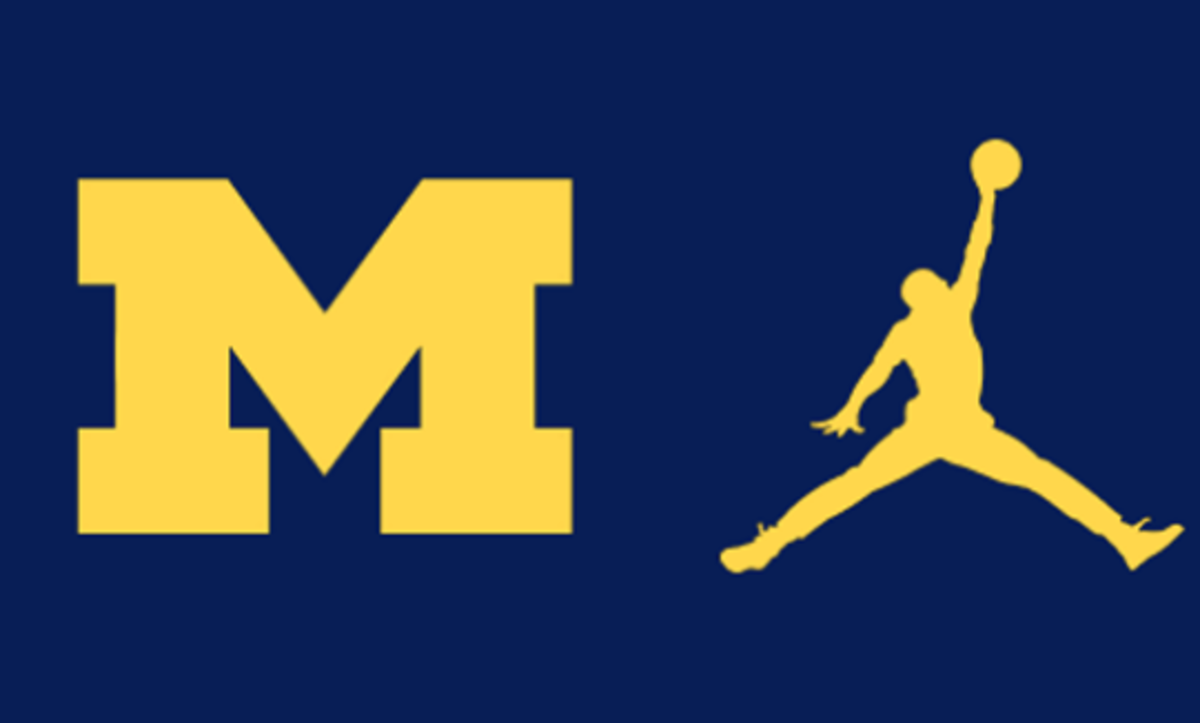 Michigan and Jumpman logo seen side by side.