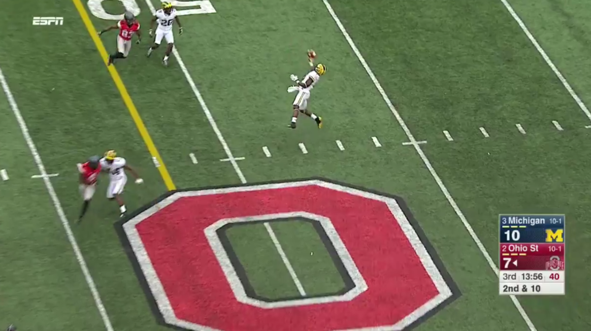 Jabrill Peppers makes an awesome interception on J.T. Barrett.