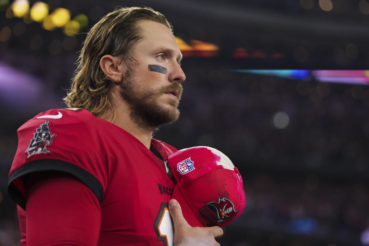 October 14, 2021: Tampa Bay Buccaneers quarterback Blaine Gabbert (11) in  action prior to the NFL game between the Tampa Bay Buccaneers and the  Philadelphia Eagles at Lincoln Financial Field in Philadelphia