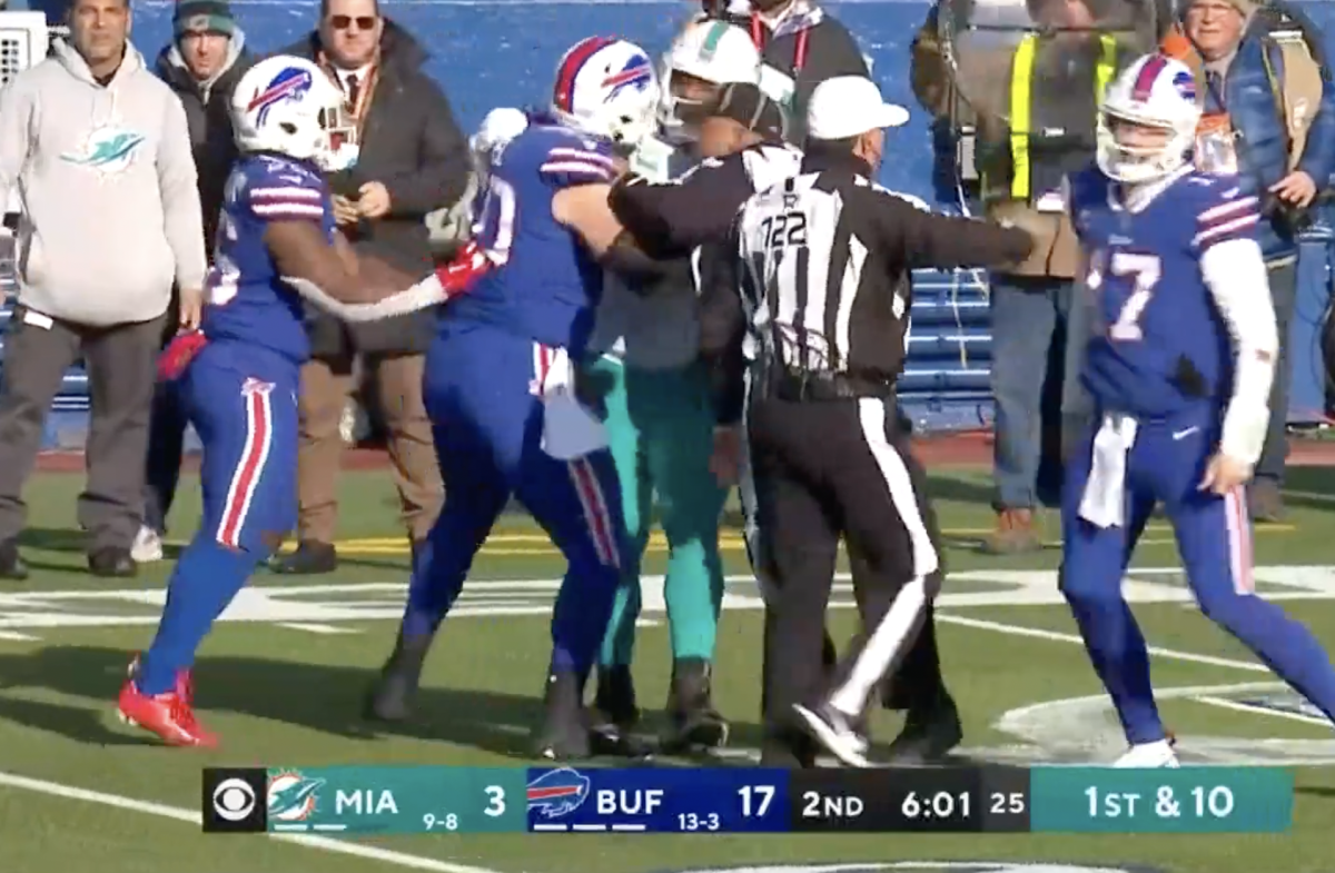 A big fight breaks out during Bills vs. Dolphins.