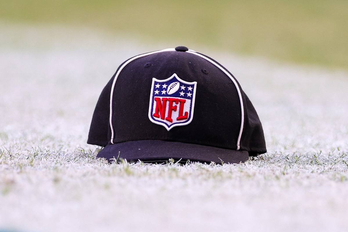 A photo of an NFL referee hat on Sunday.