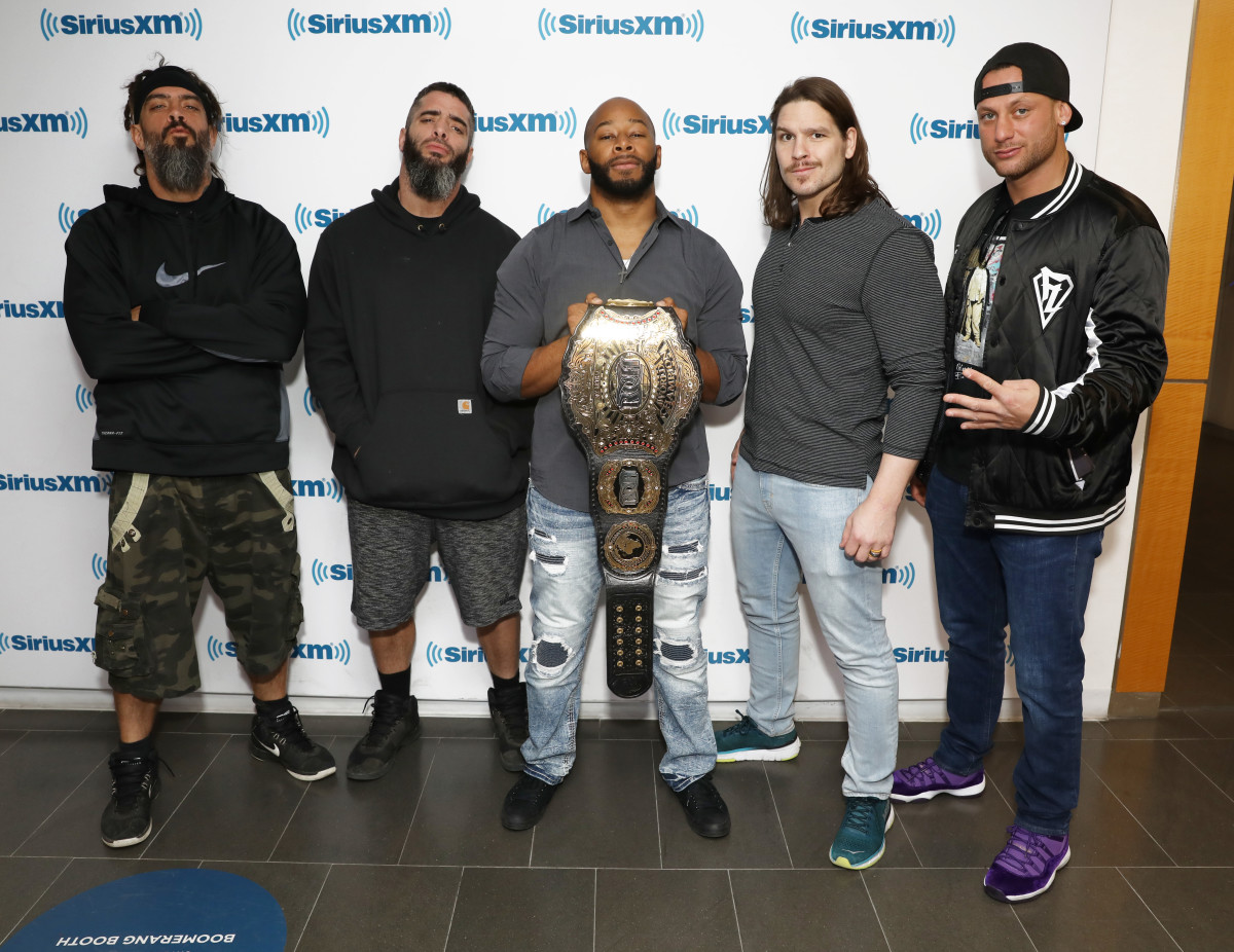 NEW YORK, NY - APRIL 04:  Wrestlers Jay Briscoe, Mark Briscoe, Jay Lethal, Dalton Castle and Matt Taven visits the SiriusXM Studios on April 4, 2019 in New York City.  (Photo by Cindy Ord/Getty Images)