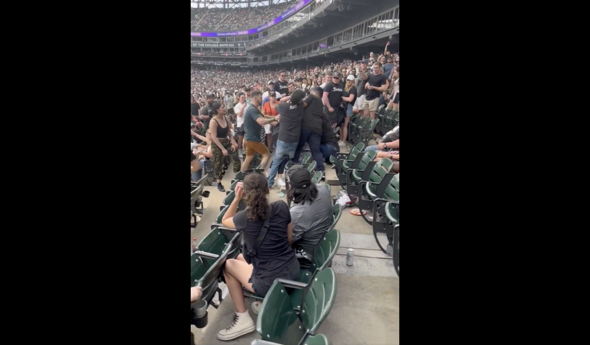 Fans brawl in stands during Chicago White Sox-Texas Rangers game