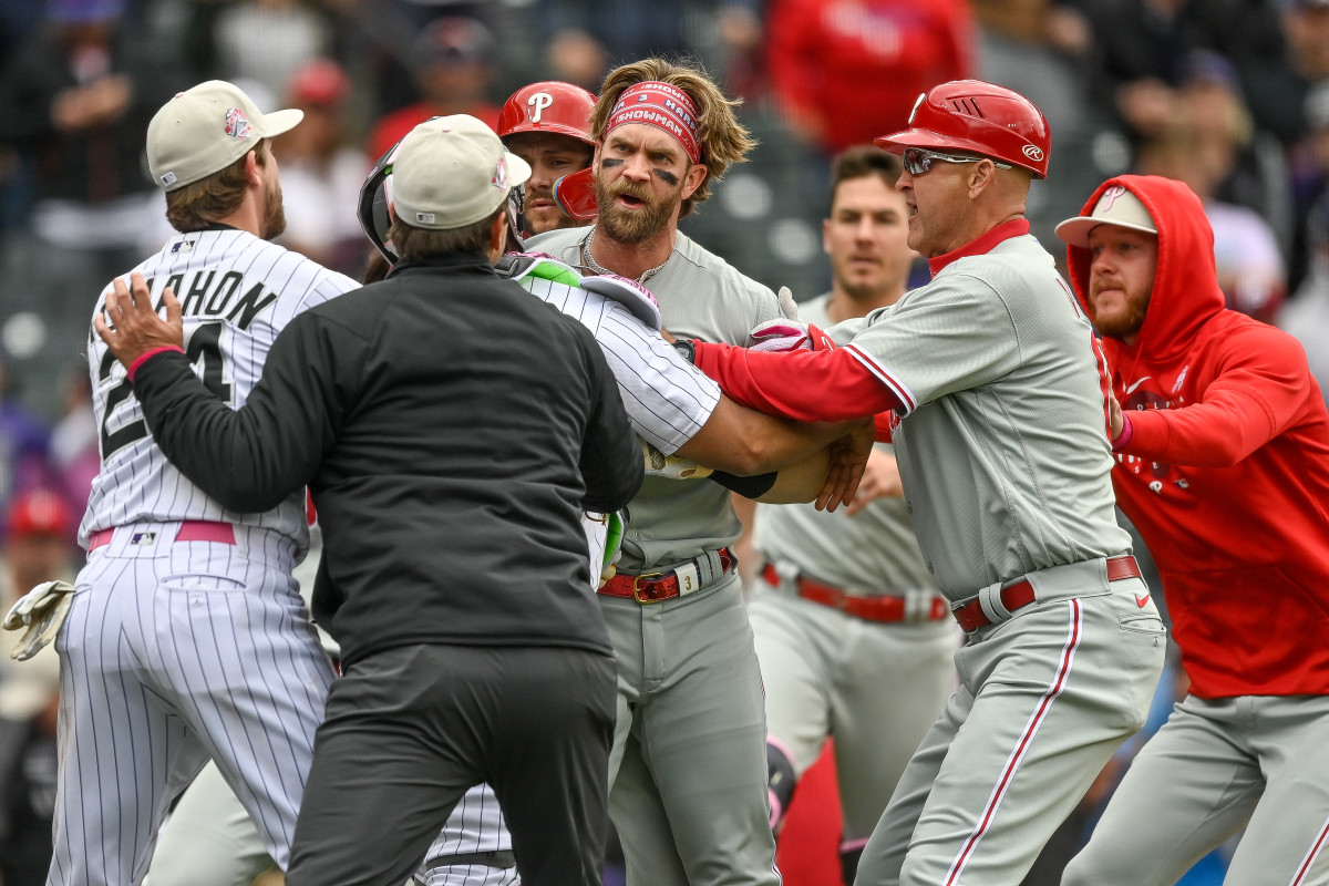 Video: Bryce Harper Involved In Bench-Clearing Incident Sunday - The Spun