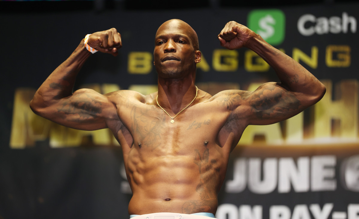 Former NFL wide receiver Chad Johnson during a boxing weigh in.