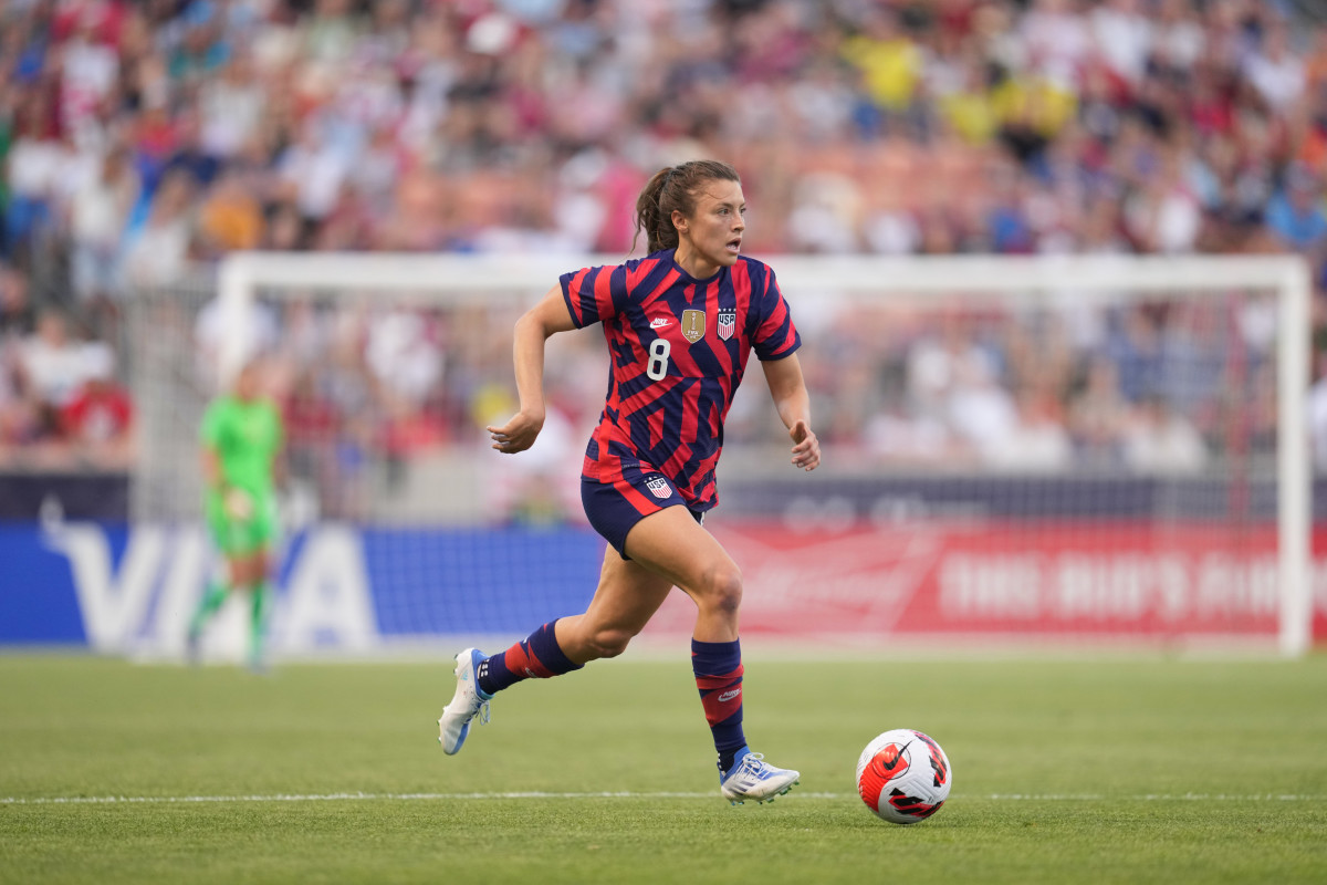 Sofia Huerta in action for the United States women's national team.