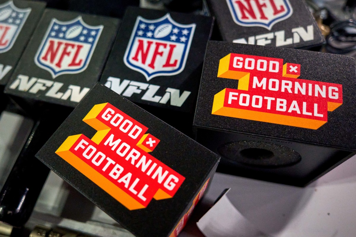 A closeup for NFL Network microphone heads.
