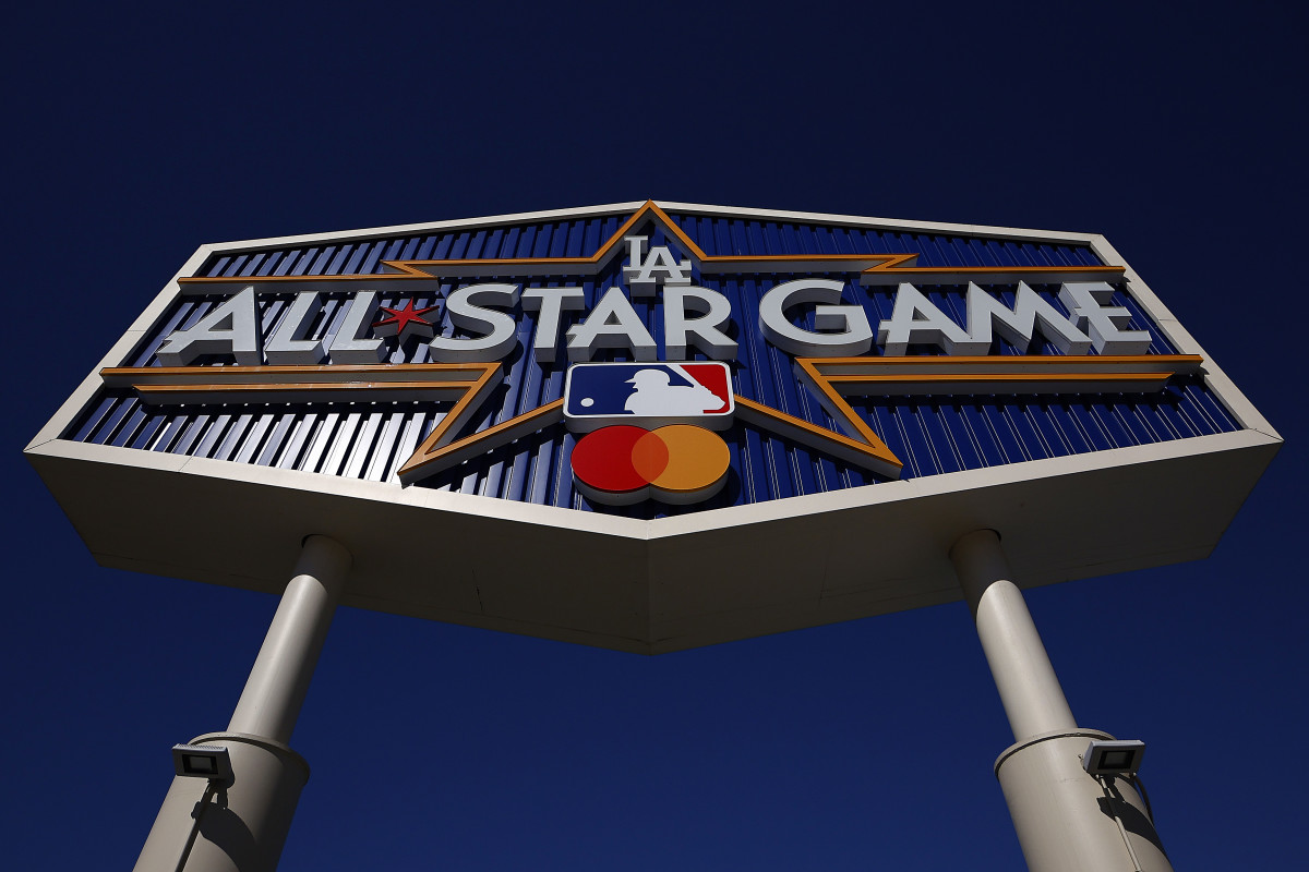 LOS ANGELES, CALIFORNIA - JULY 10:   The MLB All-Star game logo at Dodger Stadium on July 10, 2022 in Los Angeles, California. (Photo by Ronald Martinez/Getty Images)