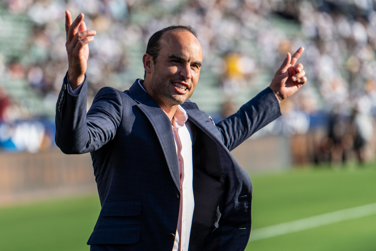 CARSON, CA - OCTOBER 3:  Former Los Angeles Galaxy great Landon Donovan prior  the match against Los Angeles FC at the Dignity Health Sports Park on October 3, 2021 in Carson, California. The match ended in a 1-1 draw (Photo by Shaun Clark/Getty Images)
