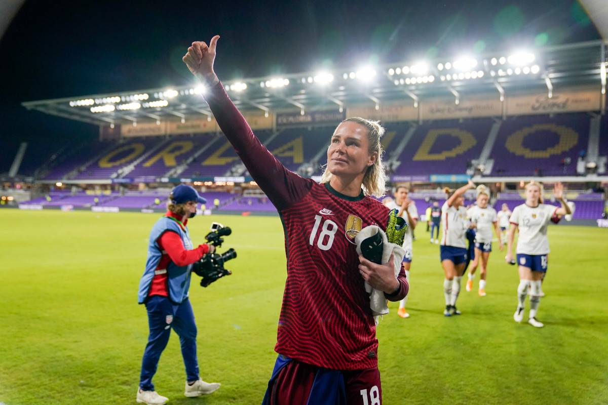 Ashlyn Harris walks off the field after a match for the United States.