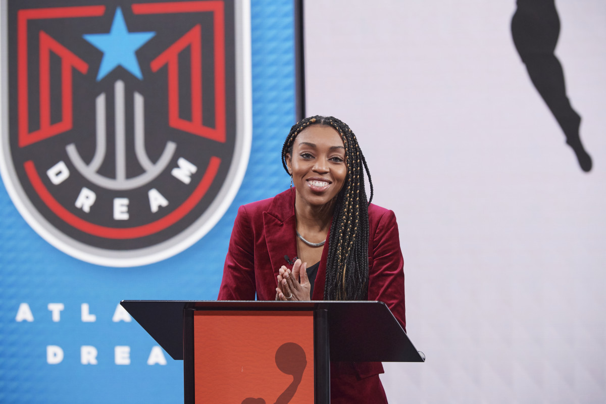 Renee Montgomery of the Atlanta Dream attending the 2022 WNBA Draft Lottery.