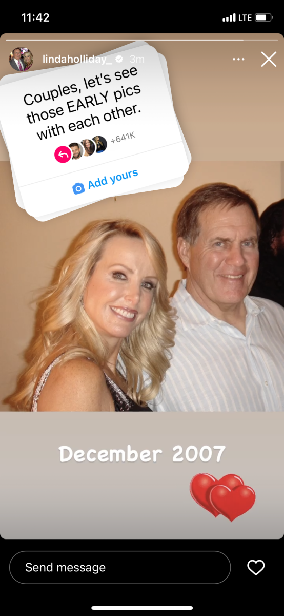 Bill Belichick and his girlfriend on social media.