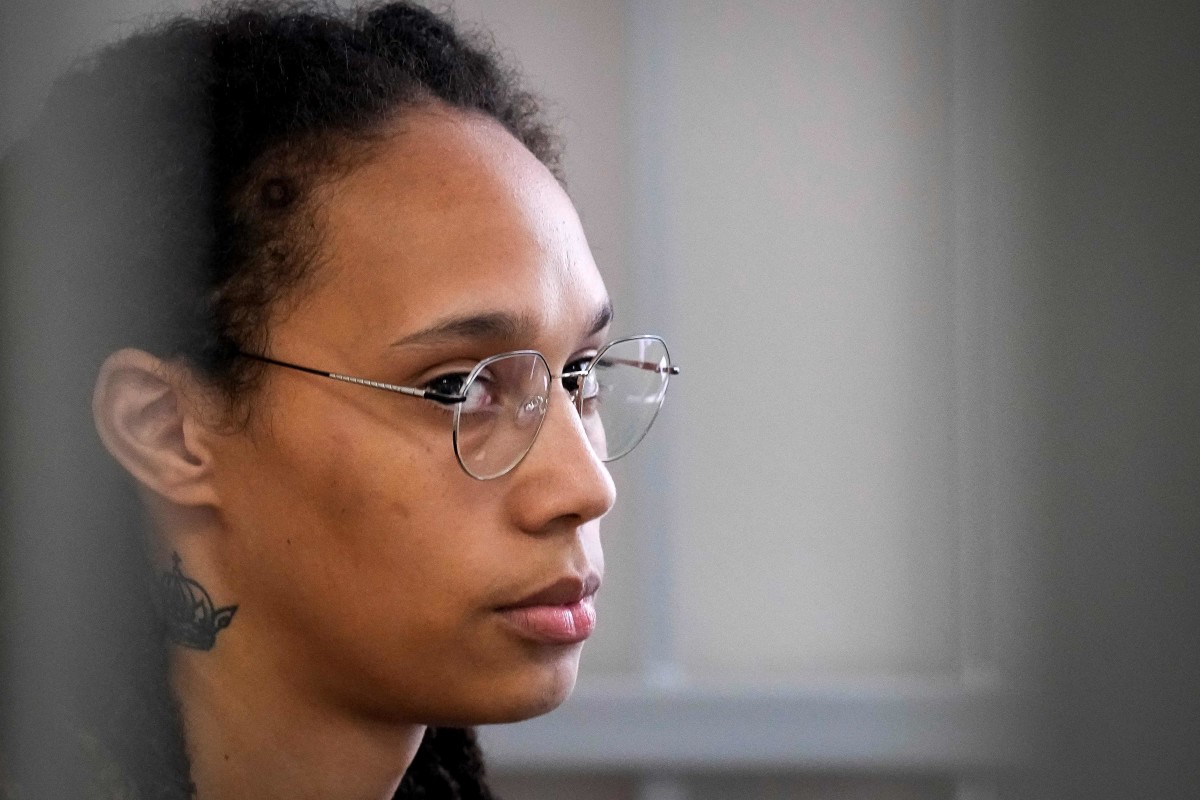 US basketball star Brittney Griner during her court hearing in Russia.