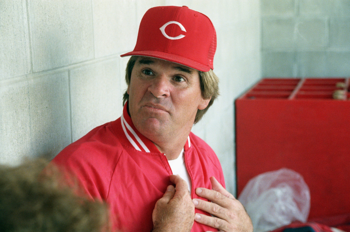 Former Cincinnati Reds manager Pete Rose on the field.
