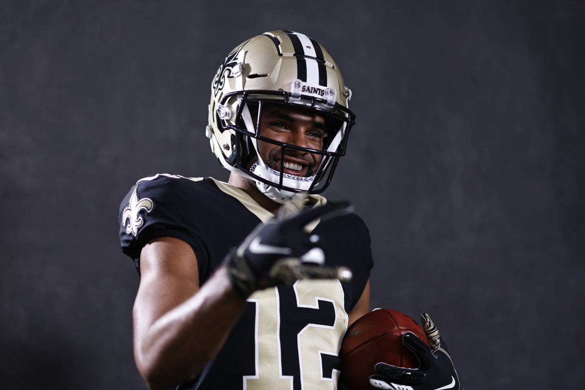 Chris Olave at Media Day for the New Orleans Saints.