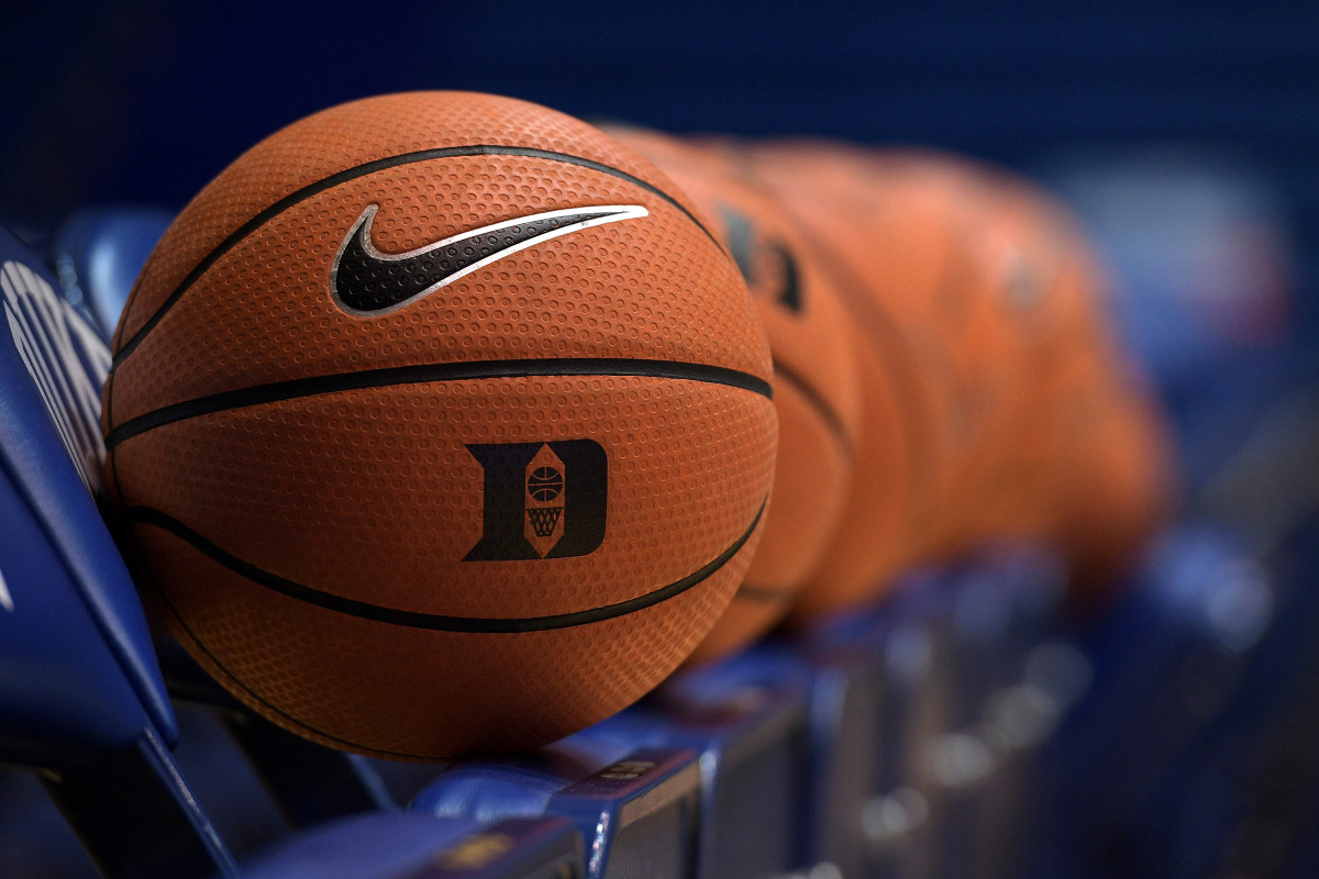 A Duke basketball is seen prior to the game vs. the St. Francis Red Flash.
