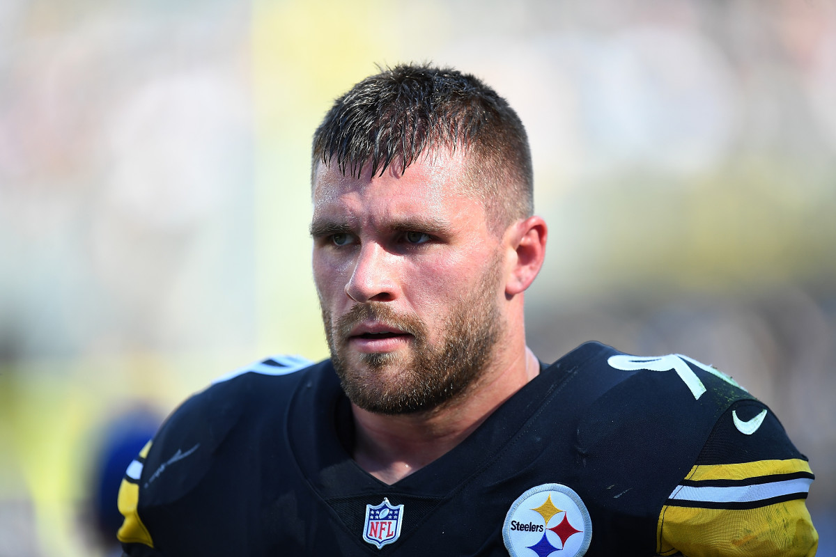 Steelers standout pass rusher T.J. Watt on Sunday afternoon against the Lions.