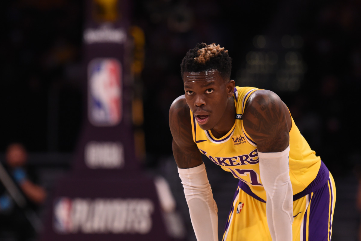 Dennis Schroder looks on for the Lakers.