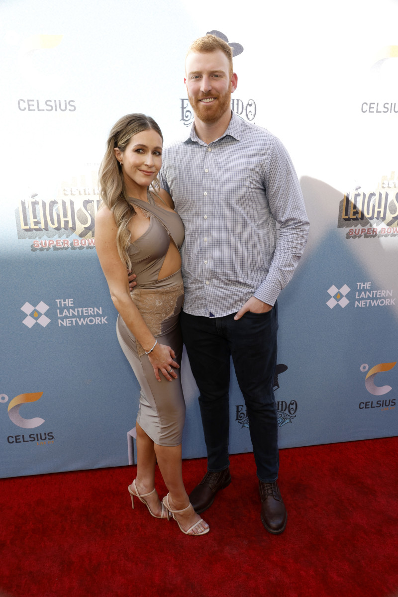 CULVER CITY, CALIFORNIA - FEBRUARY 12: Cooper Rush and  Laurynn Rush aka Lauryn Rush (L) attend the 35th Annual Leigh Steinberg Super Bowl Party at Sony Pictures Studios on February 12, 2022 in Culver City, California. (Photo by Frazer Harrison/Getty Images)