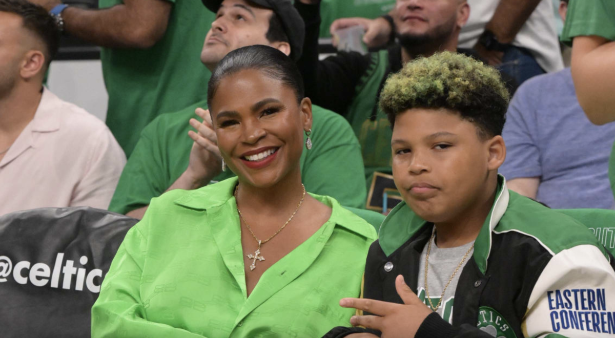 BOSTON, MA - JUNE 08: Actress Nia Long attends Game Three of the 2022 NBA Finals on June 8, 2022 between the Golden State Warriors and Boston Celtics at the TD Garden in Boston, Massachusetts. (Photo by Annette Grant/NBAE via Getty Images)