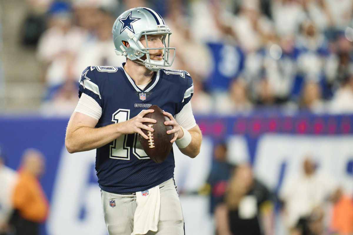 Cooper Rush throwing the ball for the Cowboys.