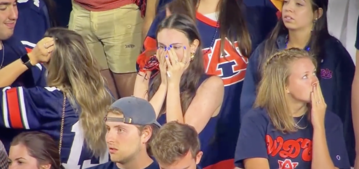 Video of a sad Auburn fan went viral on social media.