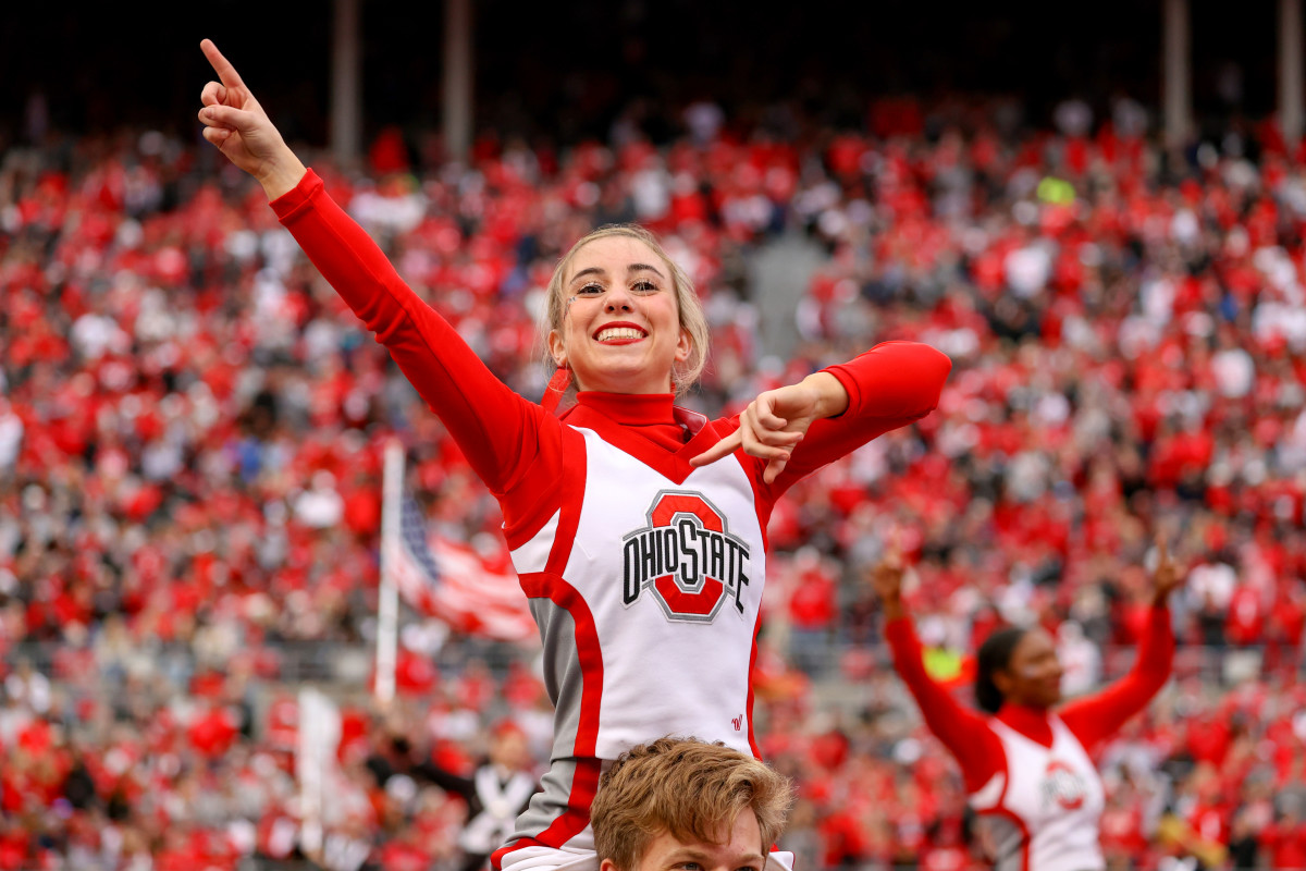An Ohio State cheerleader during the first half of the game against Rutgers.