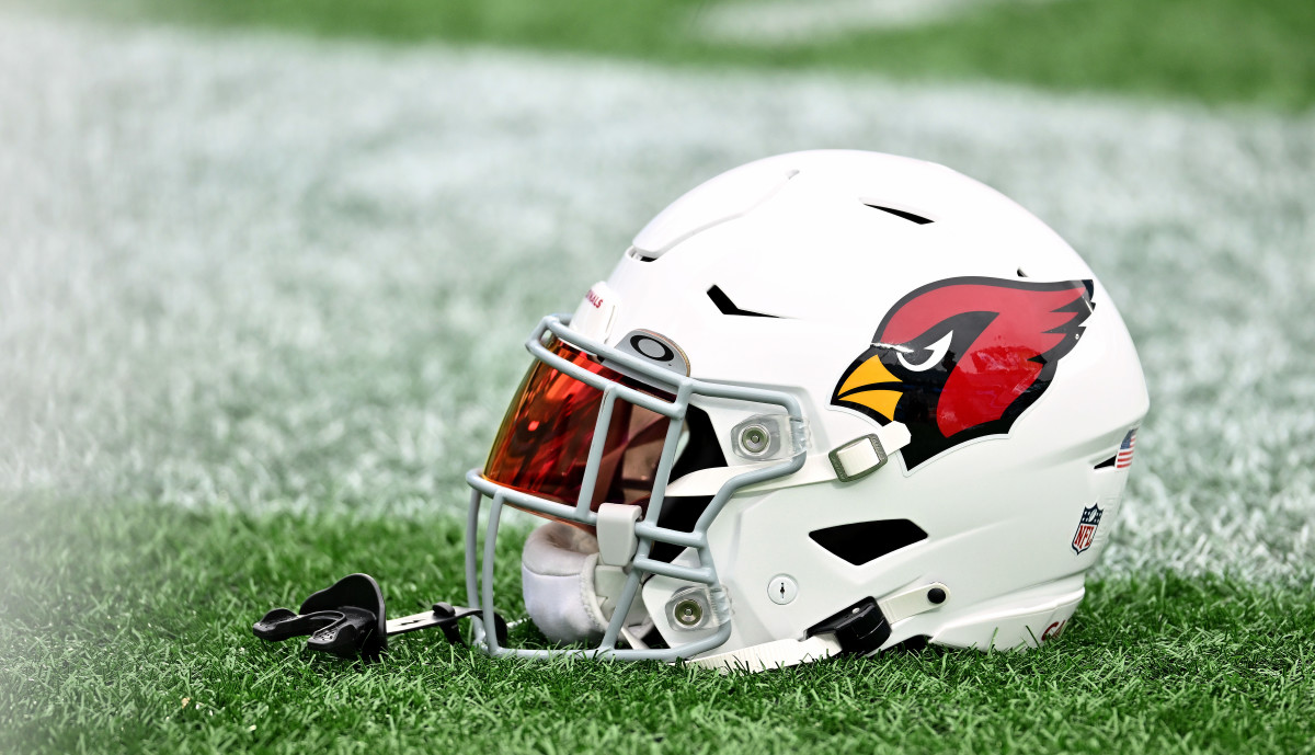 An Arizona Cardinals helmet during a game against the Carolina Panthers in 2022.