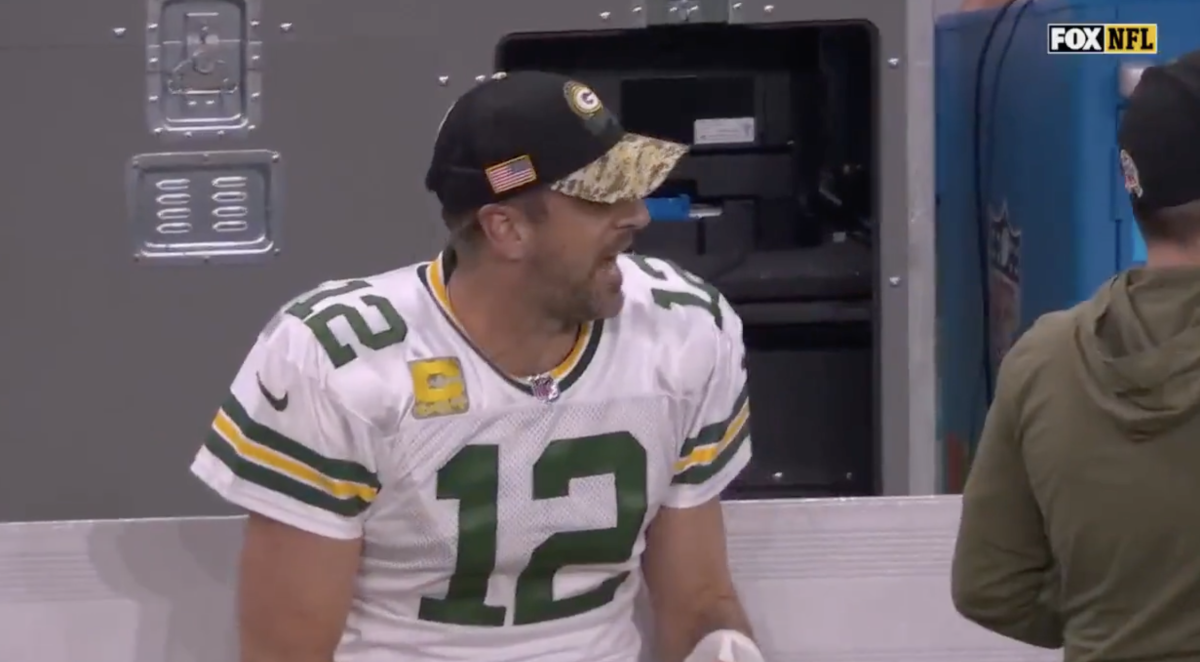 ESPN on X: Aaron Rodgers looked visibly upset on the sideline vs