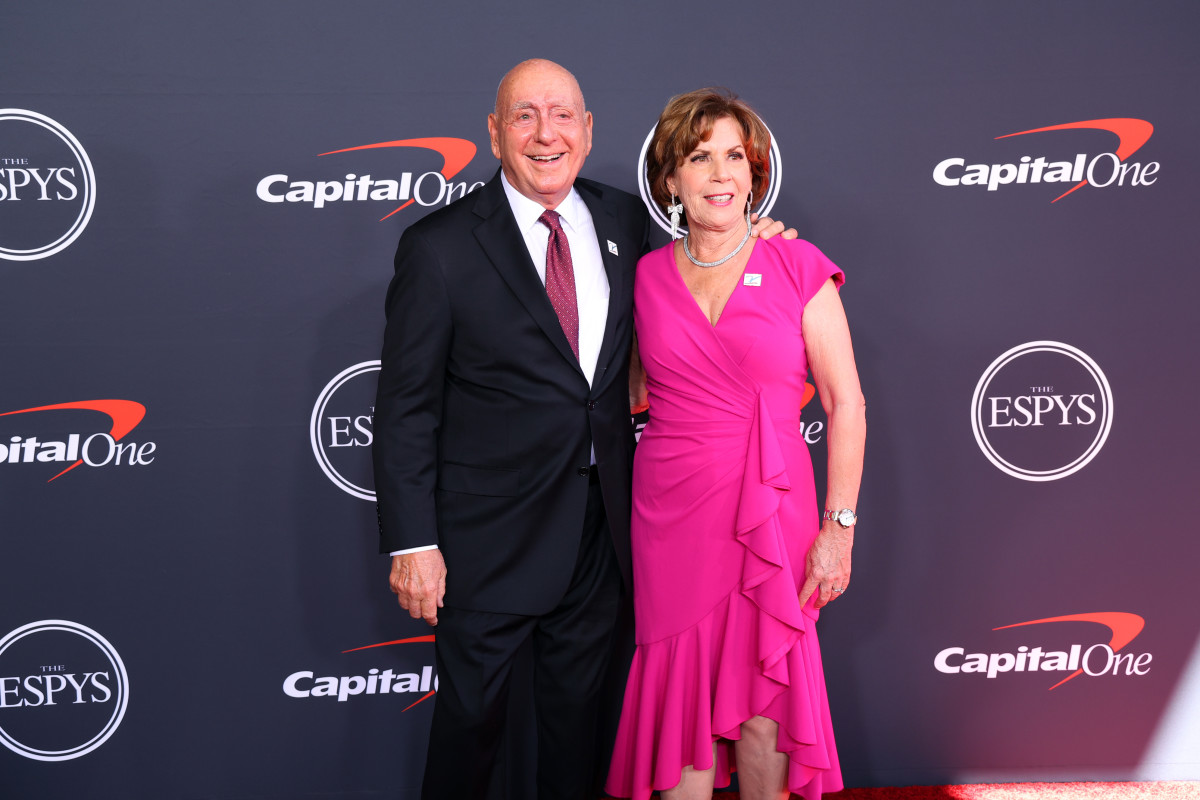 HOLLYWOOD, CALIFORNIA - JULY 20: (L-R) Dick Vitale and Lorraine McGrath attend the 2022 ESPYs at Dolby Theatre on July 20, 2022 in Hollywood, California. (Photo by Leon Bennett/Getty Images)