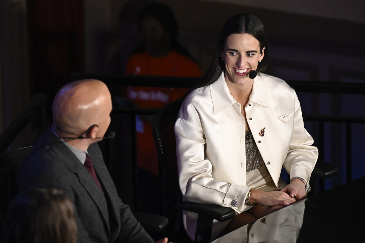 Caitlin Clark at the WNBA Draft.