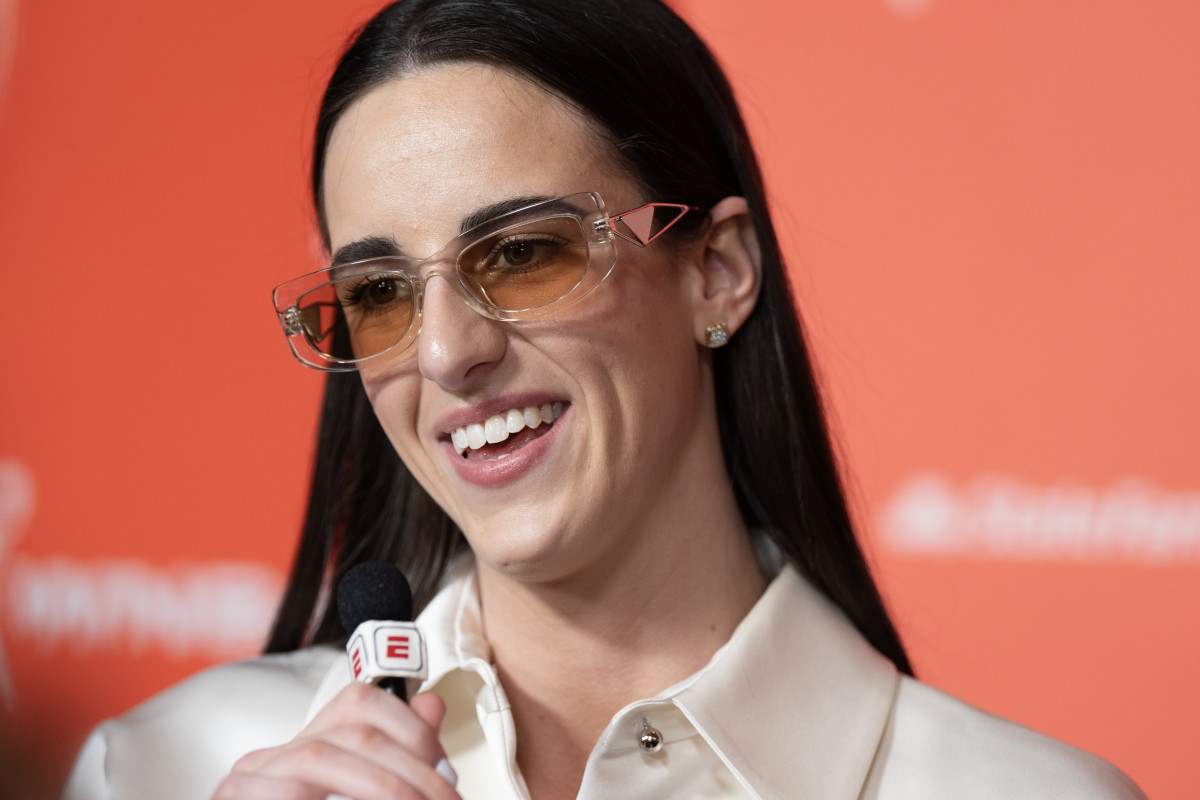 Caitlin Clark at the WNBA Draft.