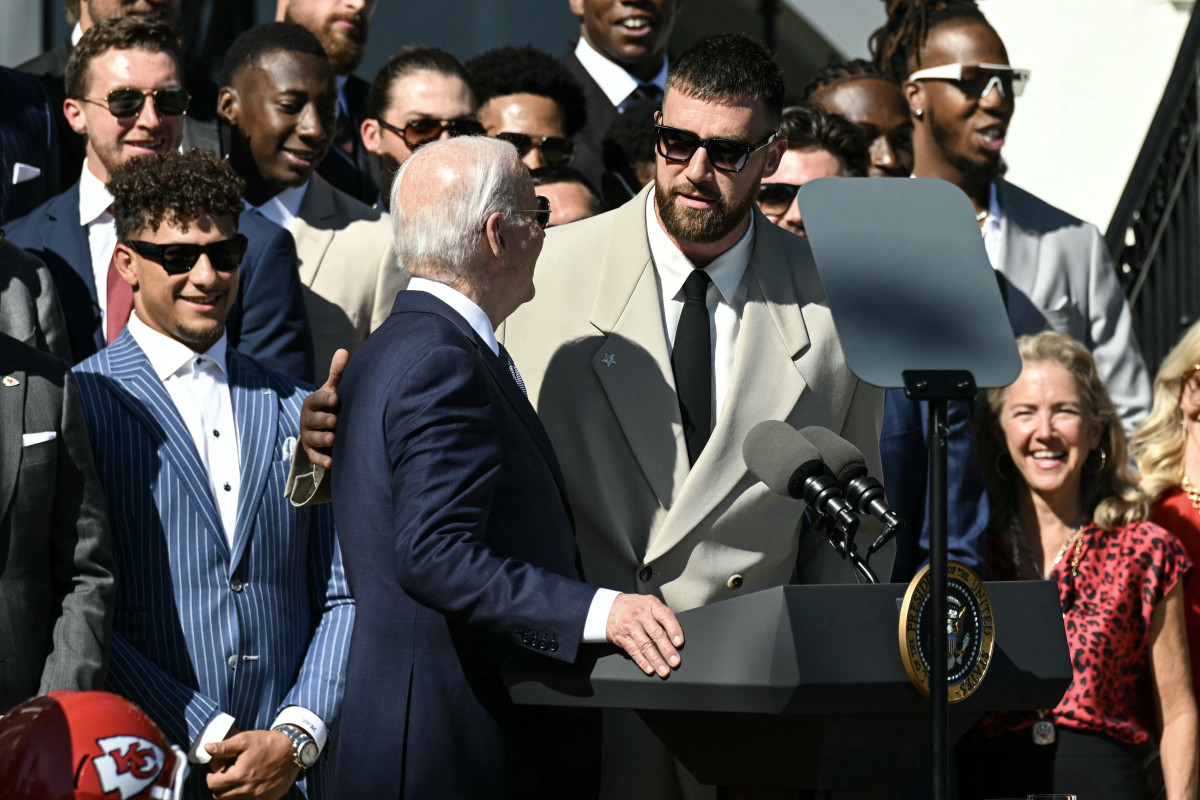 Travis Kelce Cracked Joke Onstage With Joe Biden This Friday - The Spun